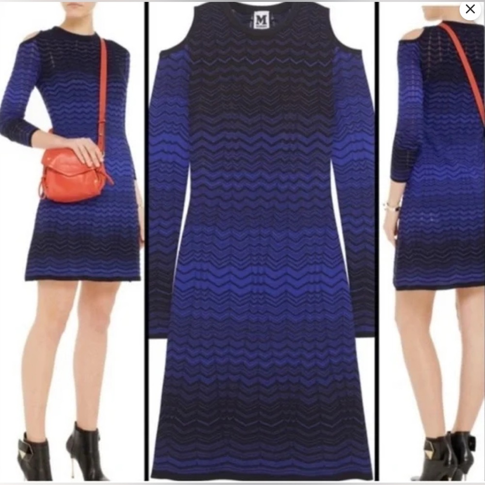 Missoni Black and Blue Zigzag Long Sleeve Dress